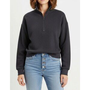Lou & Grey Signature Soft Plus 1/4 Zip Sweater Black NWT Sz L Women’s